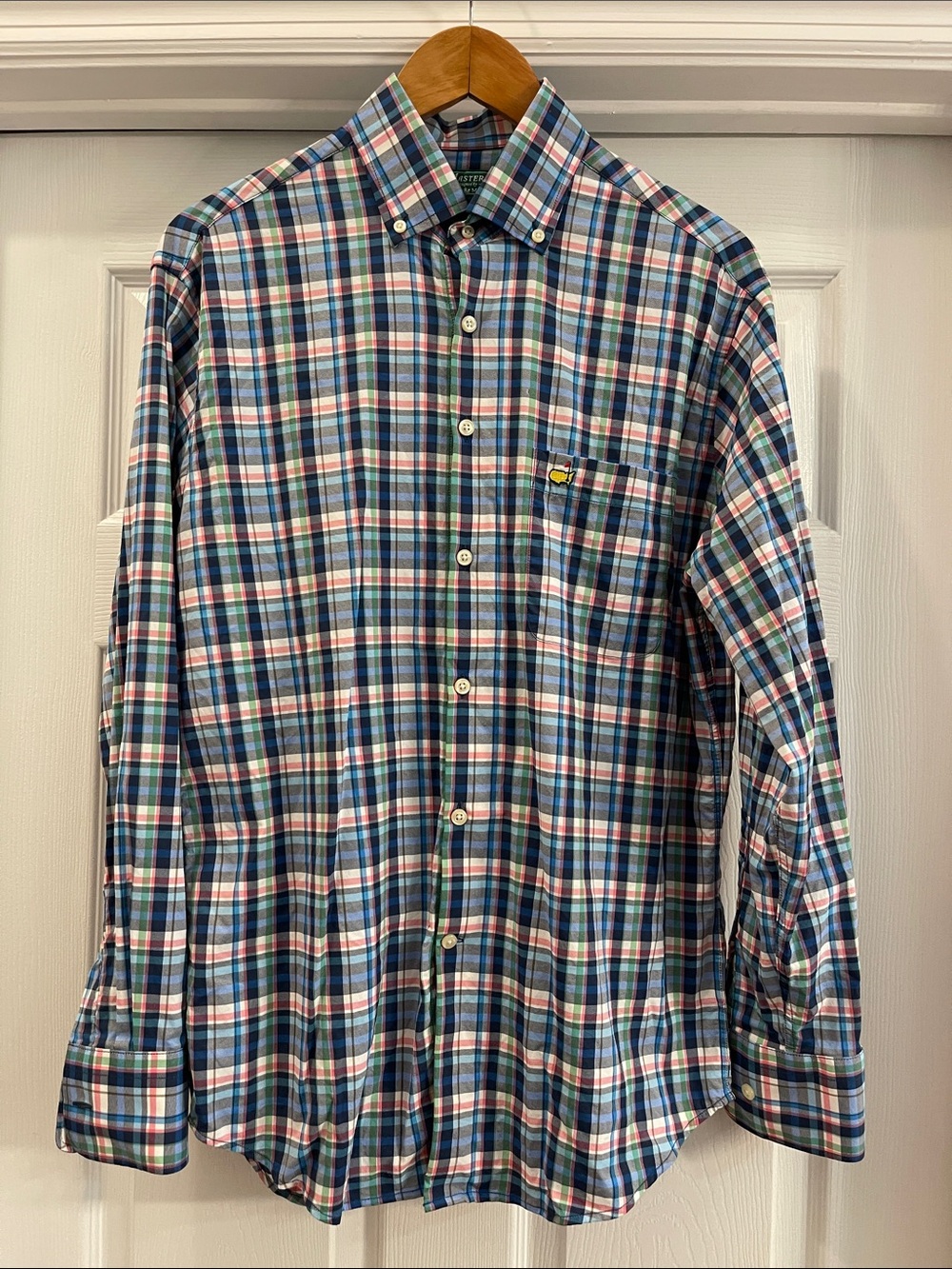 Masters Plaid Button-Down Shirt in Blue, Green and White